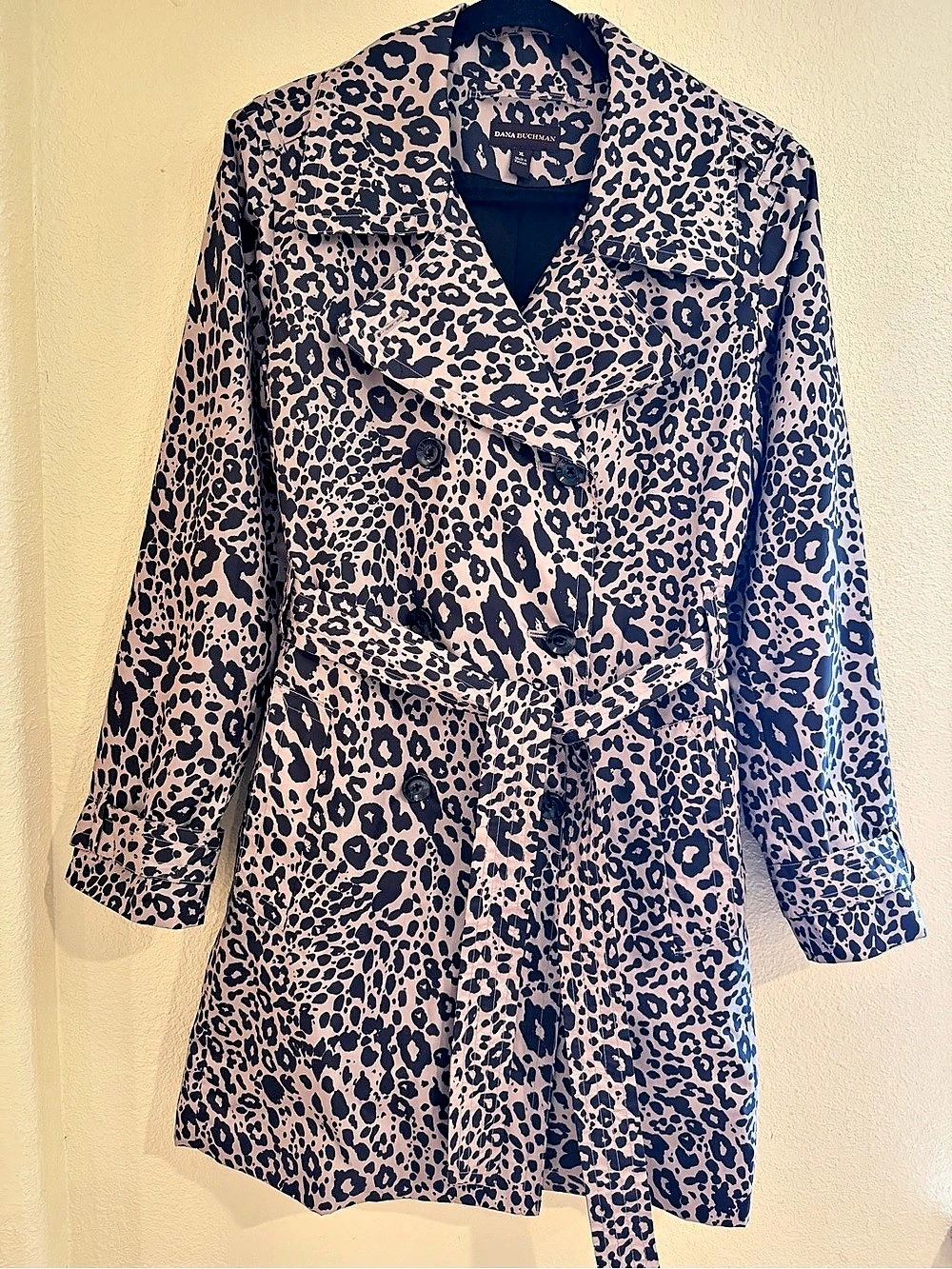 Dana Buchman Animal Print Wrap Trench Coat Size XL